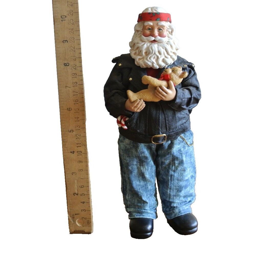 Clothiques Easy Ridin Santa 10" Figure Biker Motorcycle Club MC Teddy Bear 90s